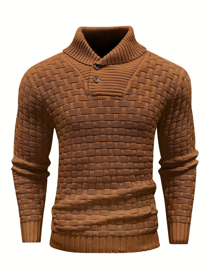 Herre Elegante Langærmet Sweater med Kravedetalje