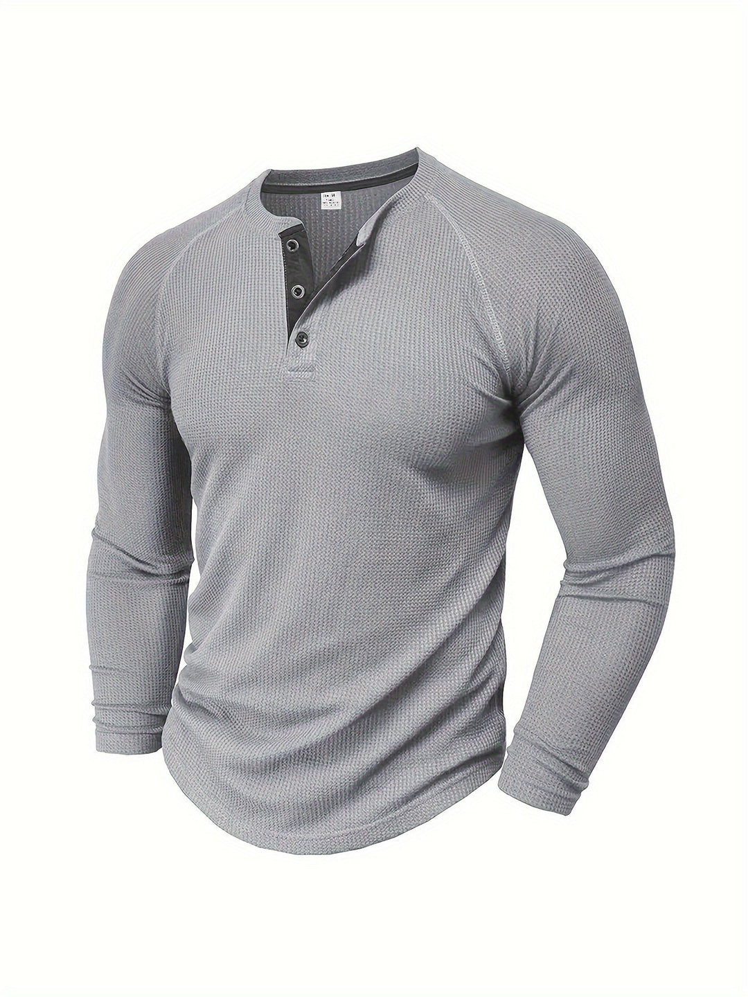 Mænd Tekstureret Henley Trøje med Knapstolpe