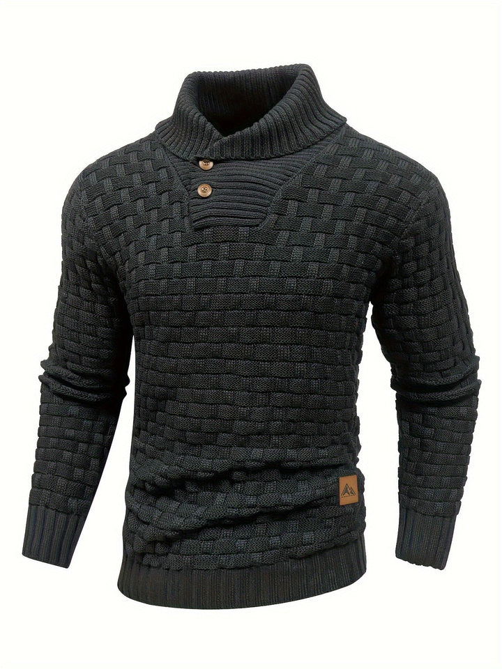 Herre Elegante Langærmet Sweater med Kravedetalje