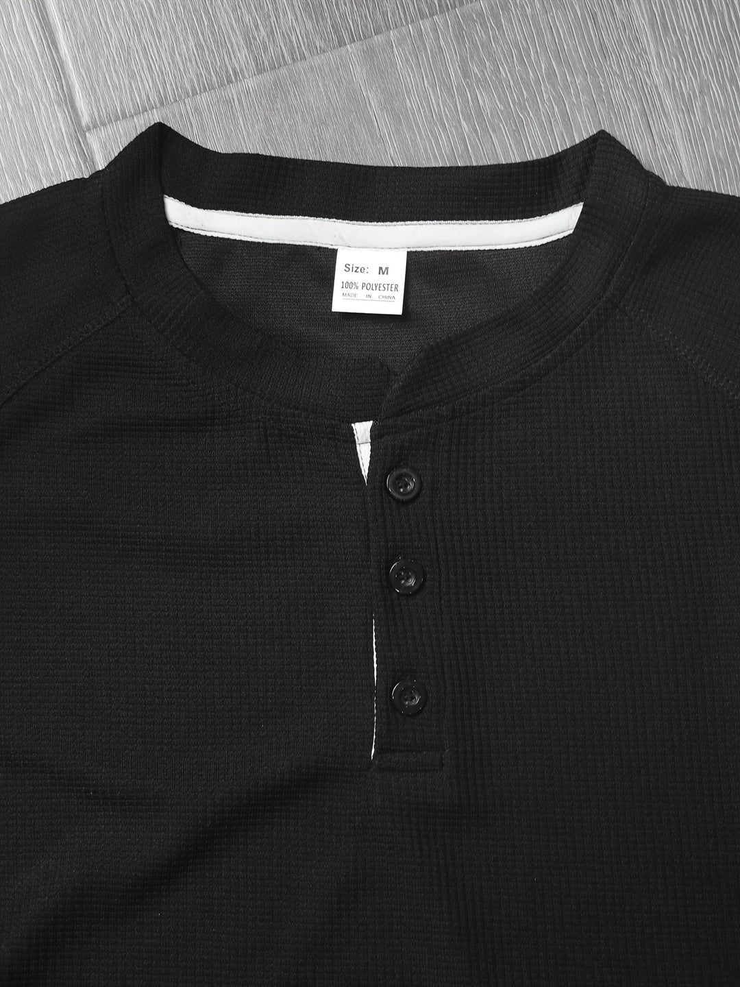 Mænd Tekstureret Henley Trøje med Knapstolpe