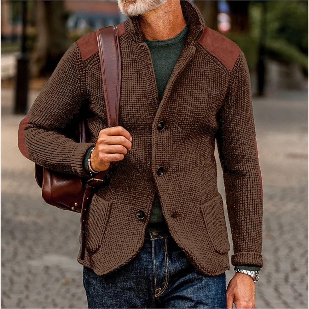 Nathan Davies - Grov Strikket Cardigan Jakke Til Herre