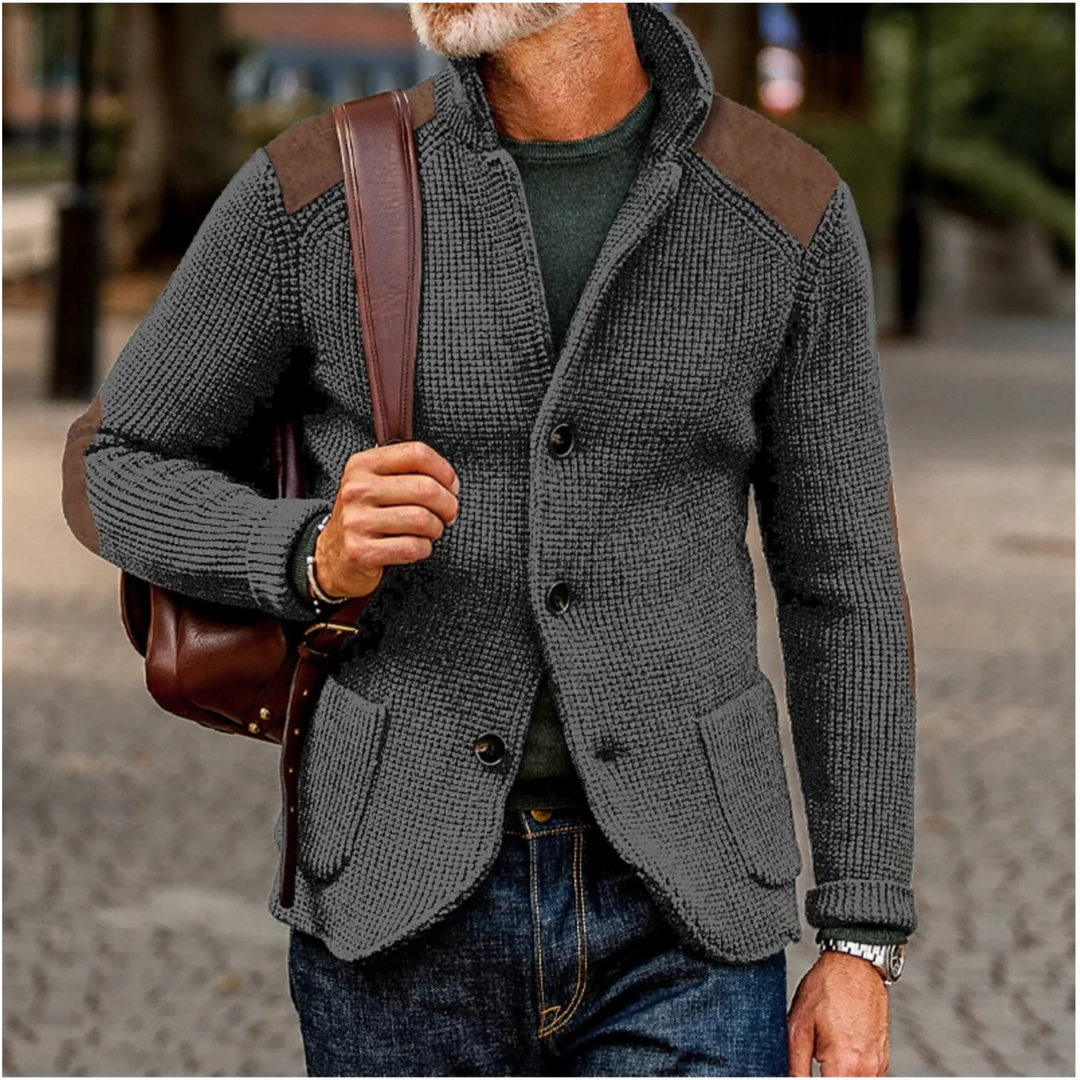 Nathan Davies - Grov Strikket Cardigan Jakke Til Herre