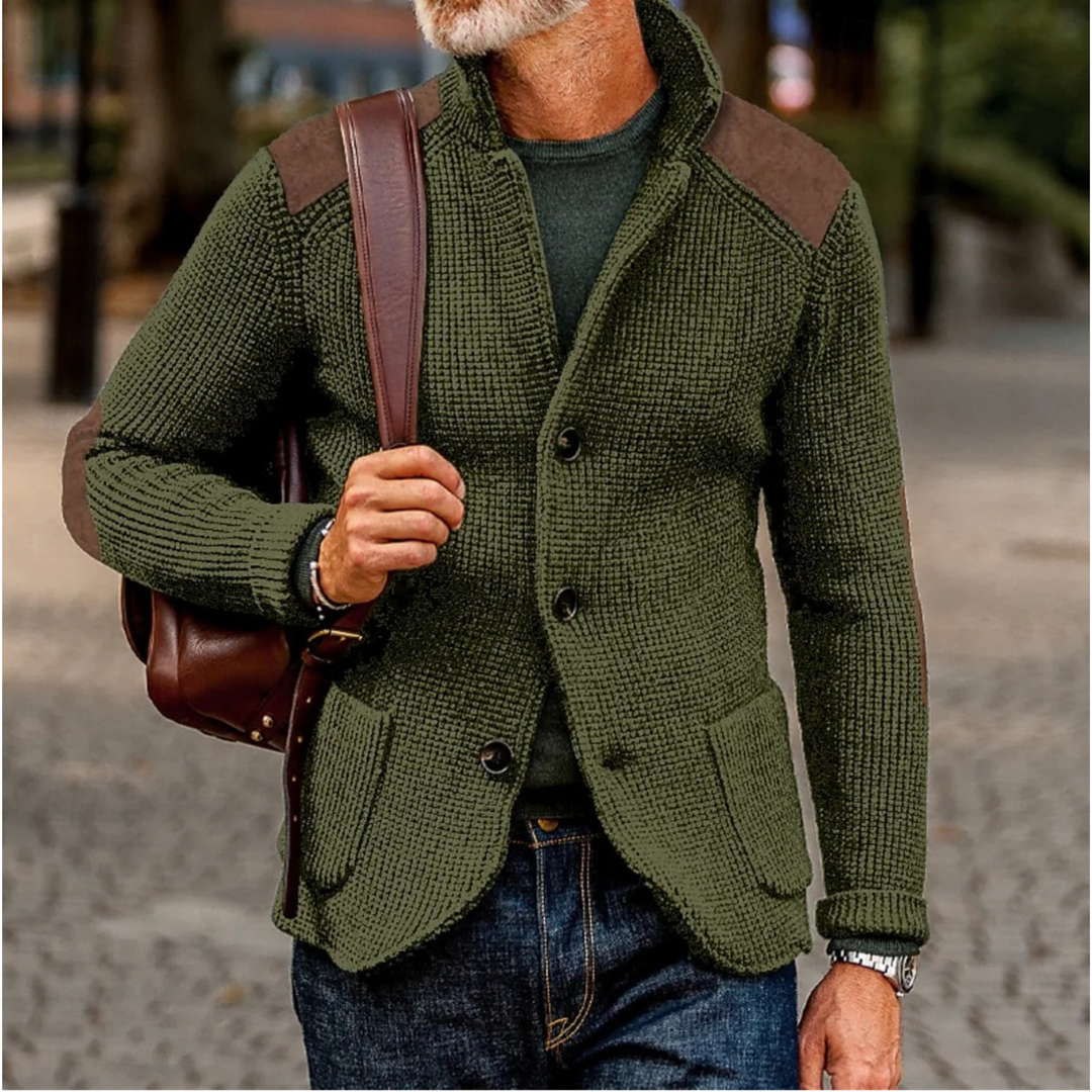 Nathan Davies - Grov Strikket Cardigan Jakke Til Herre