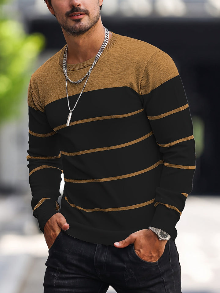 Mænd Casual Langærmet Pullover med Kontrastpanel