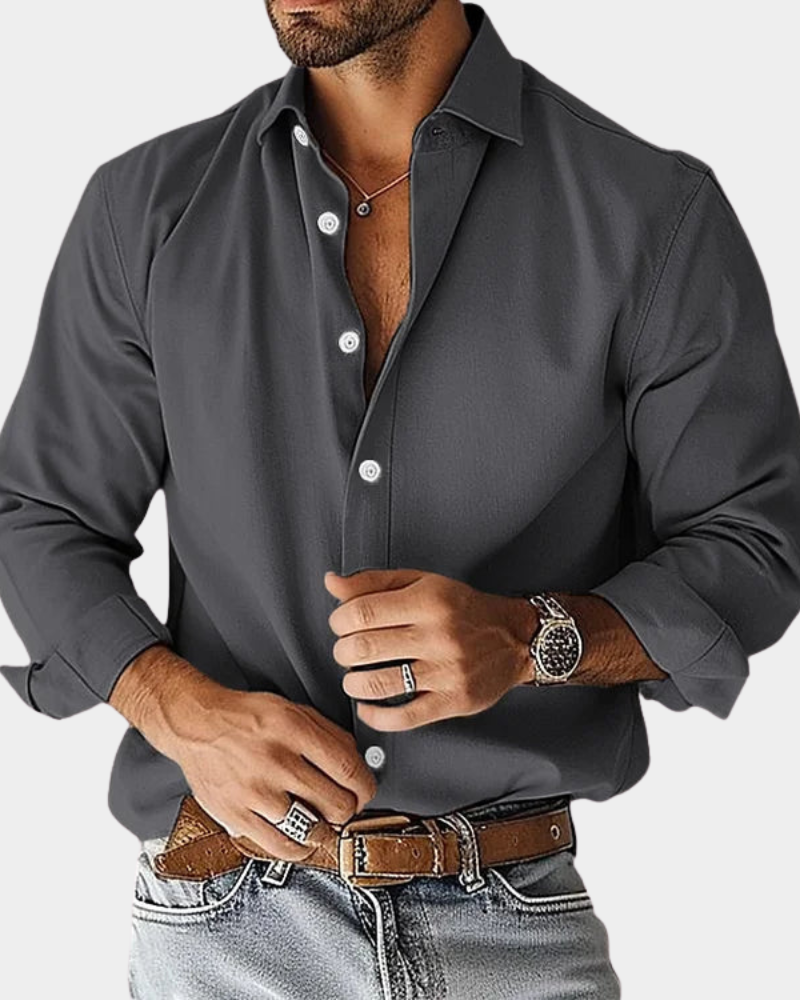 Herreskjorte med Lange Ærmer – Slim Fit – Casual Stil