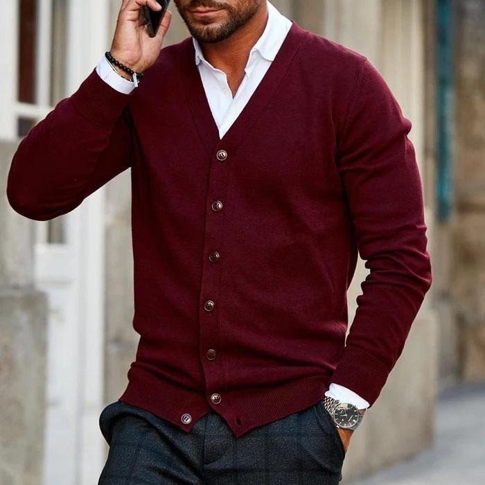 Luca Moretti - Elegant V-Hals Cardigan Til Herre