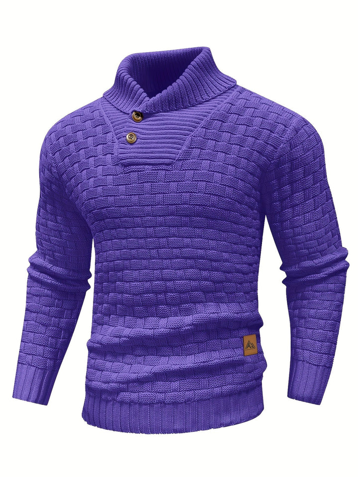 Herre Elegante Langærmet Sweater med Kravedetalje