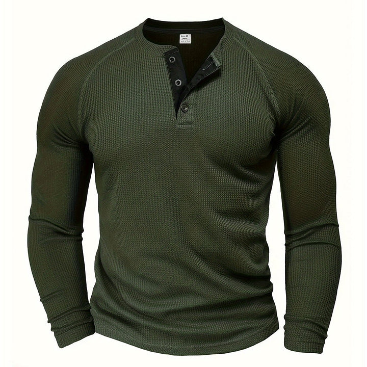 Mænd Tekstureret Henley Trøje med Knapstolpe