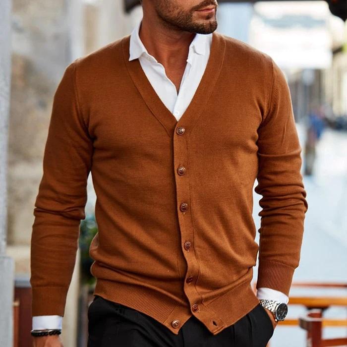 Luca Moretti - Elegant V-Hals Cardigan Til Herre