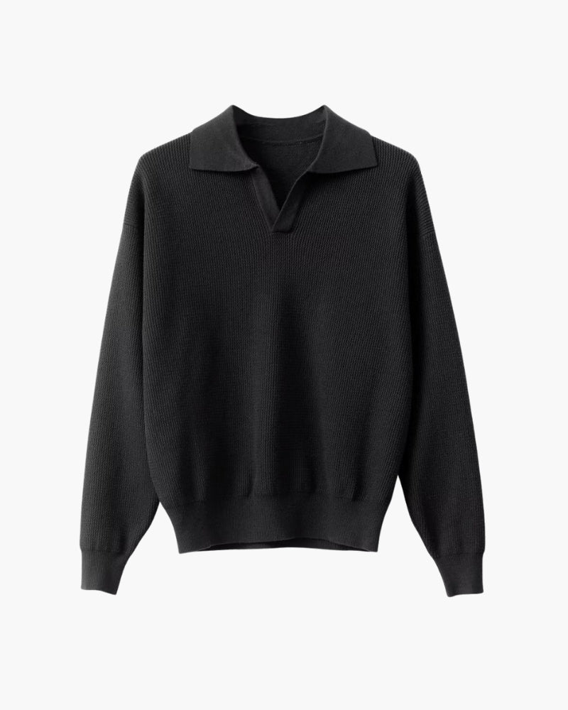 Lorenzo Virelli - Struktureret Strikket Polo Striktrøje Med Raffineret Minimalisme Til Herre