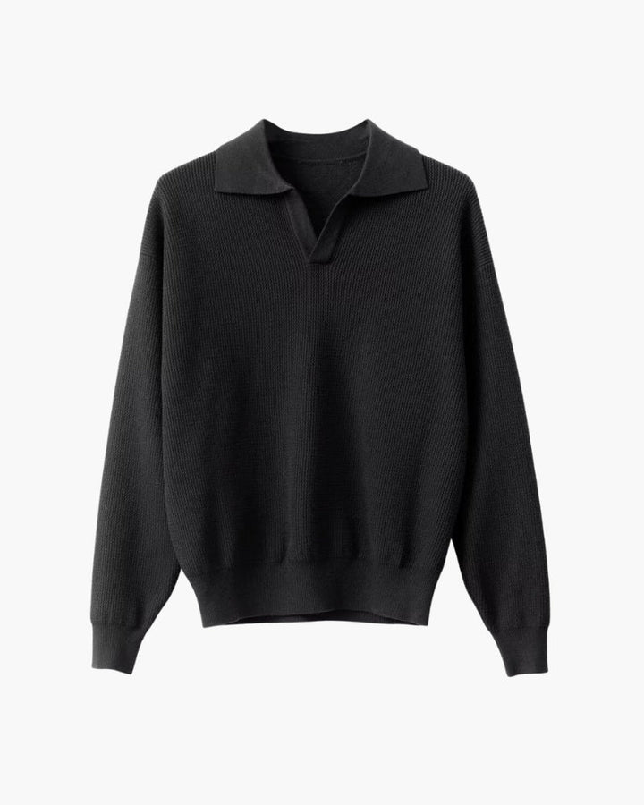 Lorenzo Virelli - Struktureret Strikket Polo Striktrøje Med Raffineret Minimalisme Til Herre