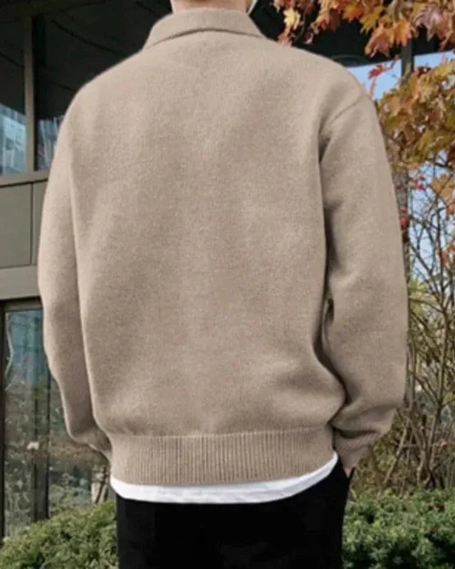 Enzo Laurent | afslappet Knit Polo striktrøje med Soft Minimal Elegance til herre