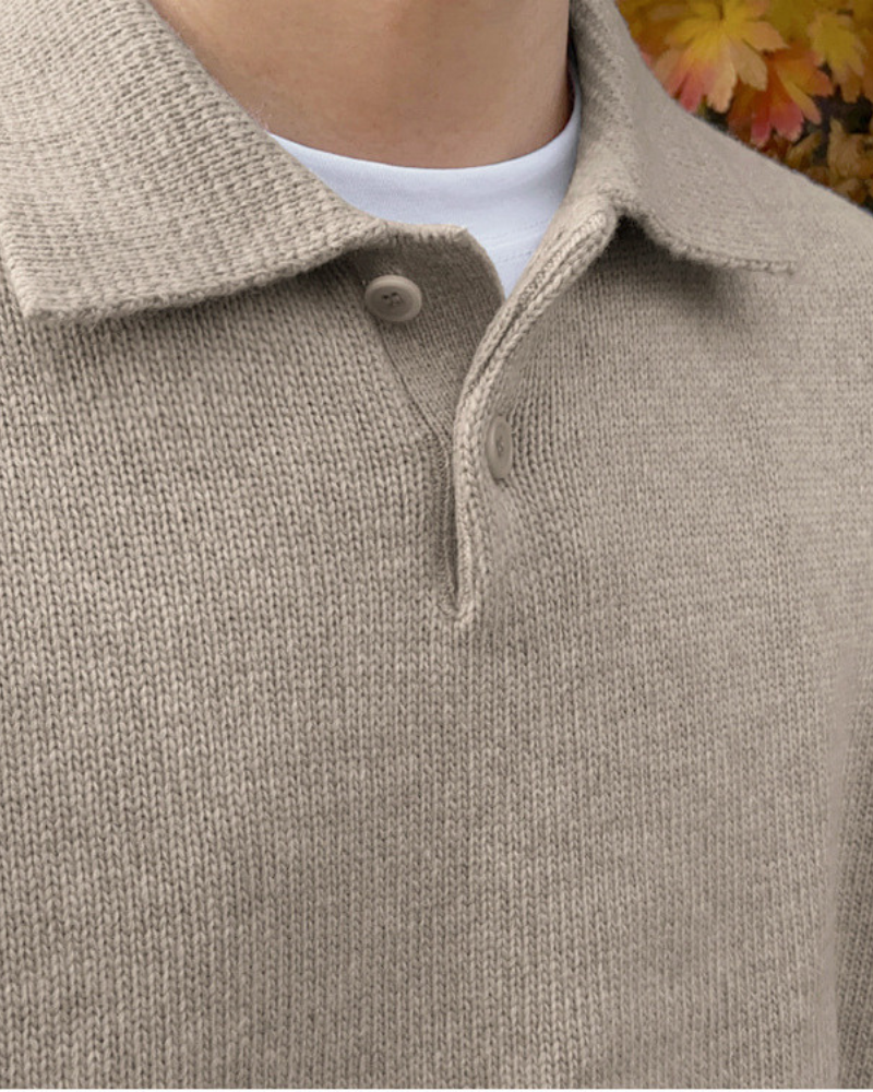Enzo Laurent | afslappet Knit Polo striktrøje med Soft Minimal Elegance til herre