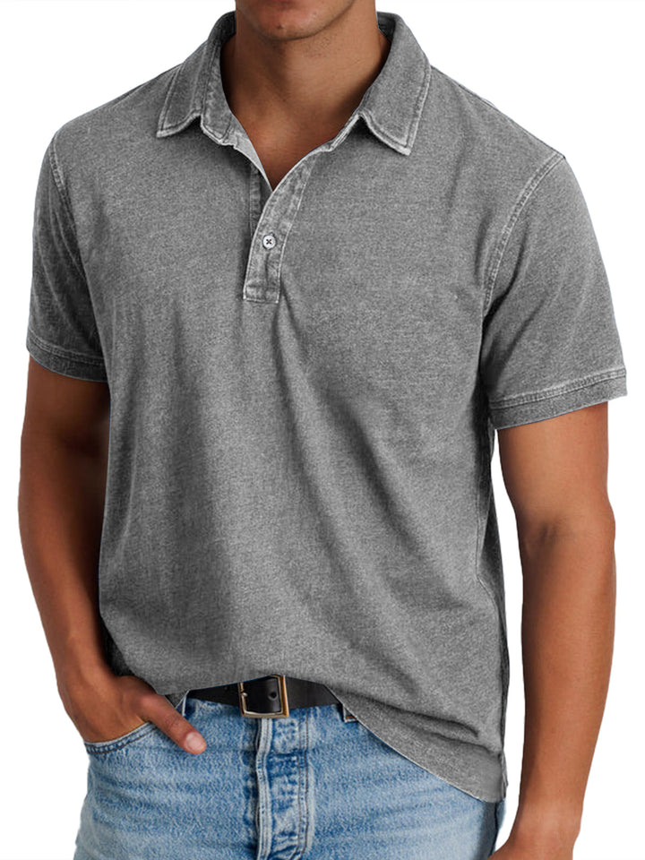 Herre Klassiske Poloshirts med Kort Ærme og Knapstolpe