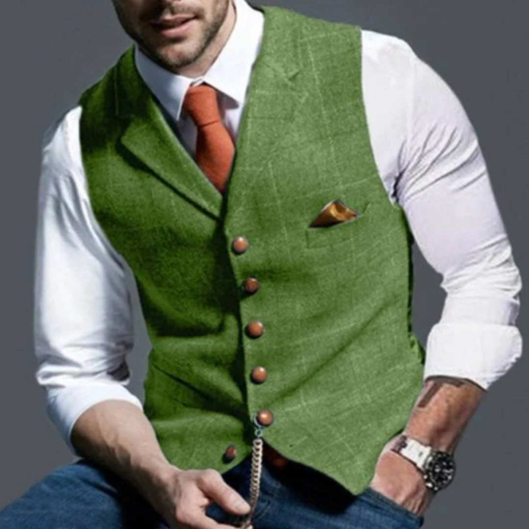 Sebastian King - Slank Pasform Tweed Vest Til Herre