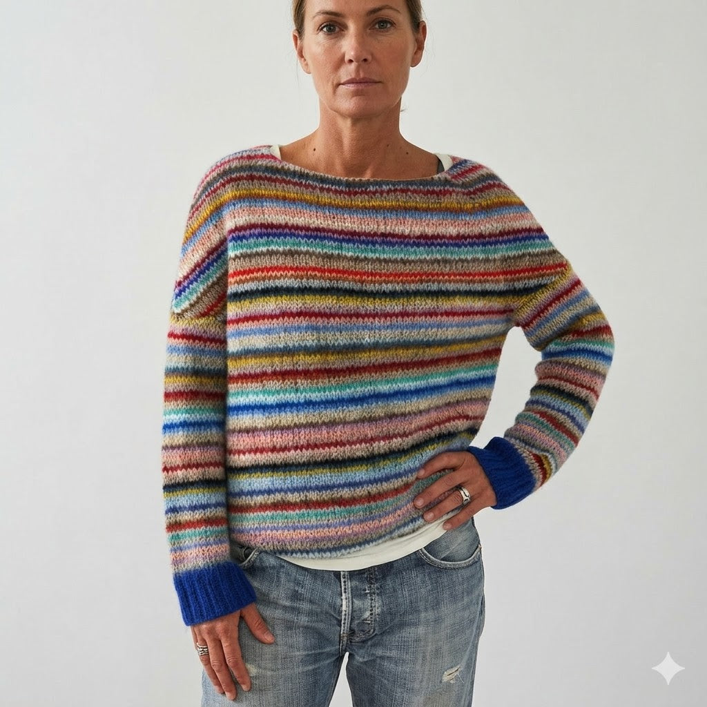 Rosalie Bellini - Regnbue Stribet Striktrøje Til Dame
