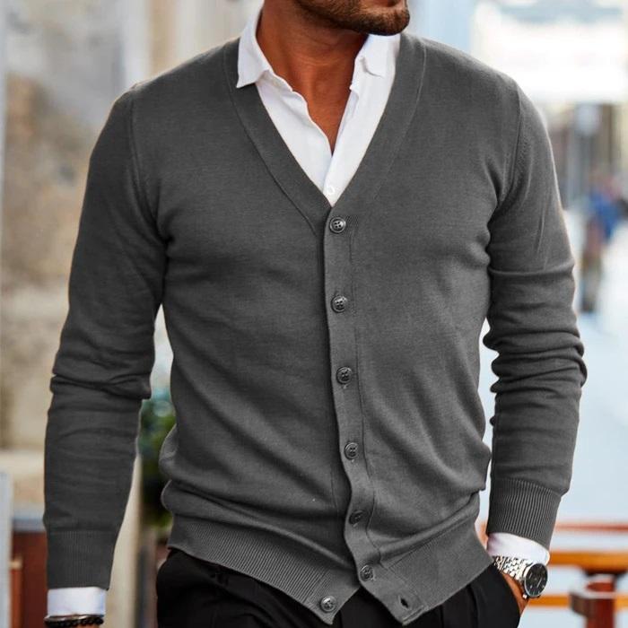 Luca Moretti - Elegant V-Hals Cardigan Til Herre