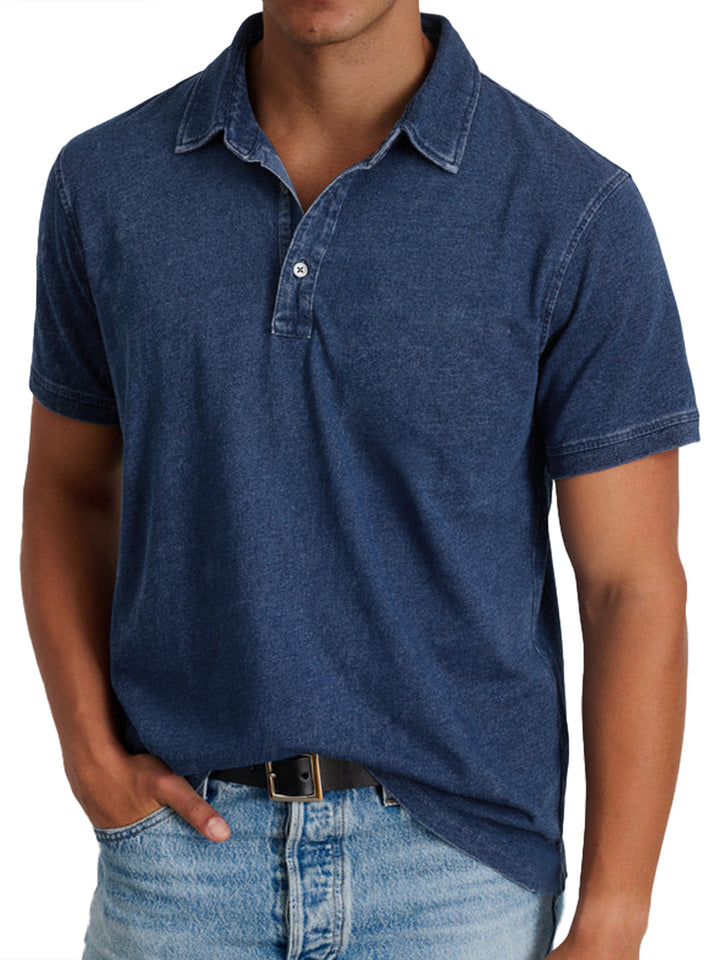 Herre Klassiske Poloshirts med Kort Ærme og Knapstolpe