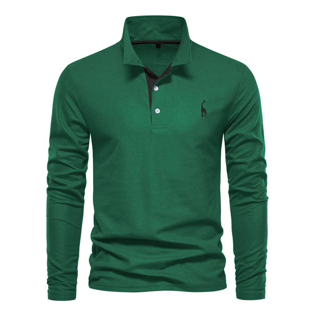 Klassisk Langærmet Poloshirt med Kontrastkrave - til Herrer