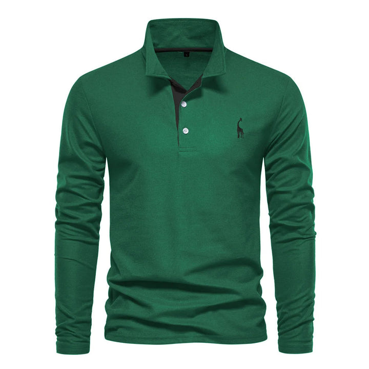 Klassisk Langærmet Poloshirt med Kontrastkrave - til Herrer