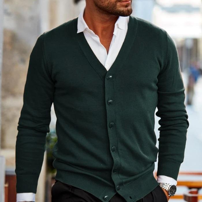 Luca Moretti - Elegant V-Hals Cardigan Til Herre