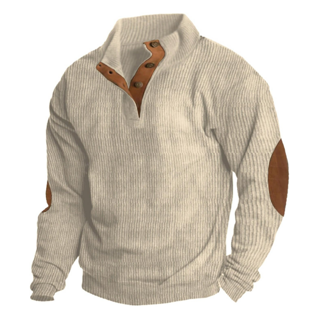 Lachlan Bennett - Fløjl Kvart-Knap Sweatshirt Til Herre
