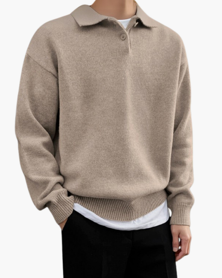Enzo Laurent | afslappet Knit Polo striktrøje med Soft Minimal Elegance til herre