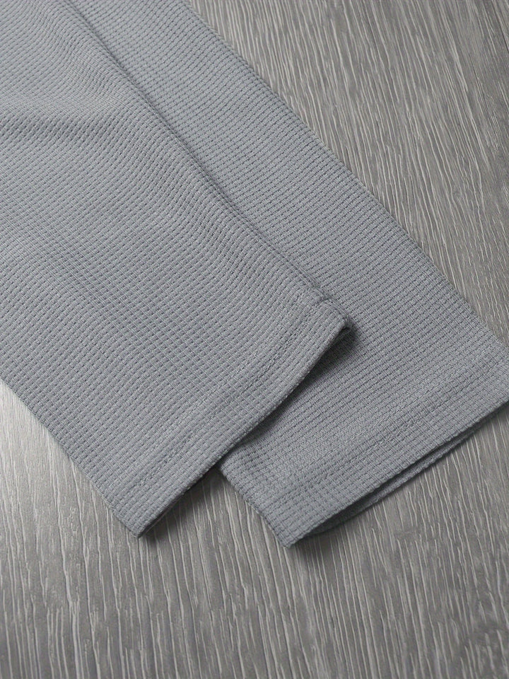 Mænd Tekstureret Henley Trøje med Knapstolpe