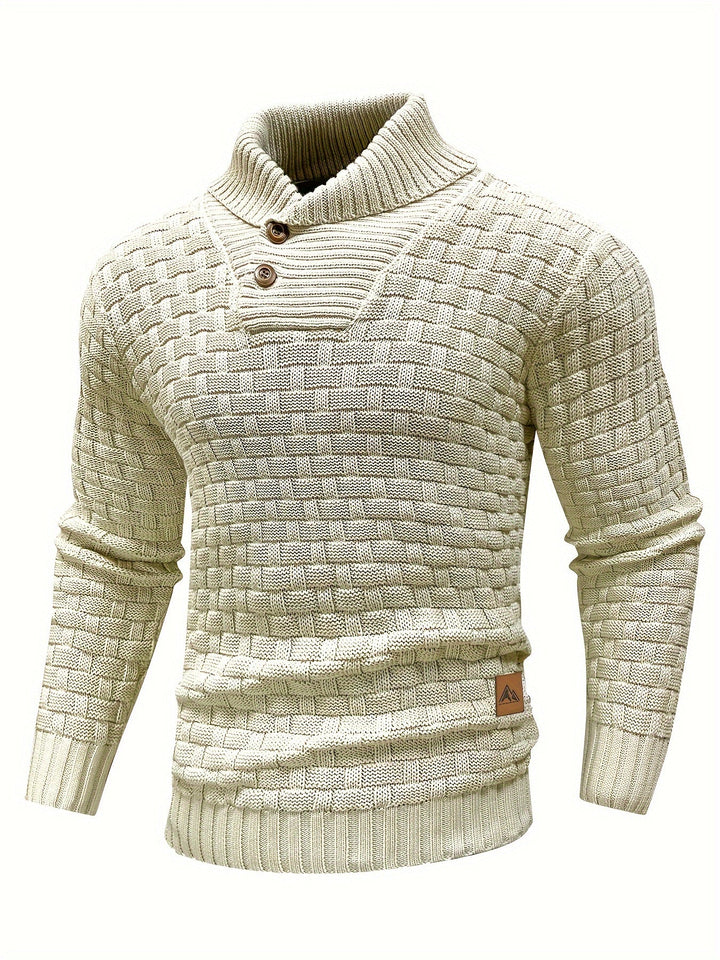 Herre Elegante Langærmet Sweater med Kravedetalje