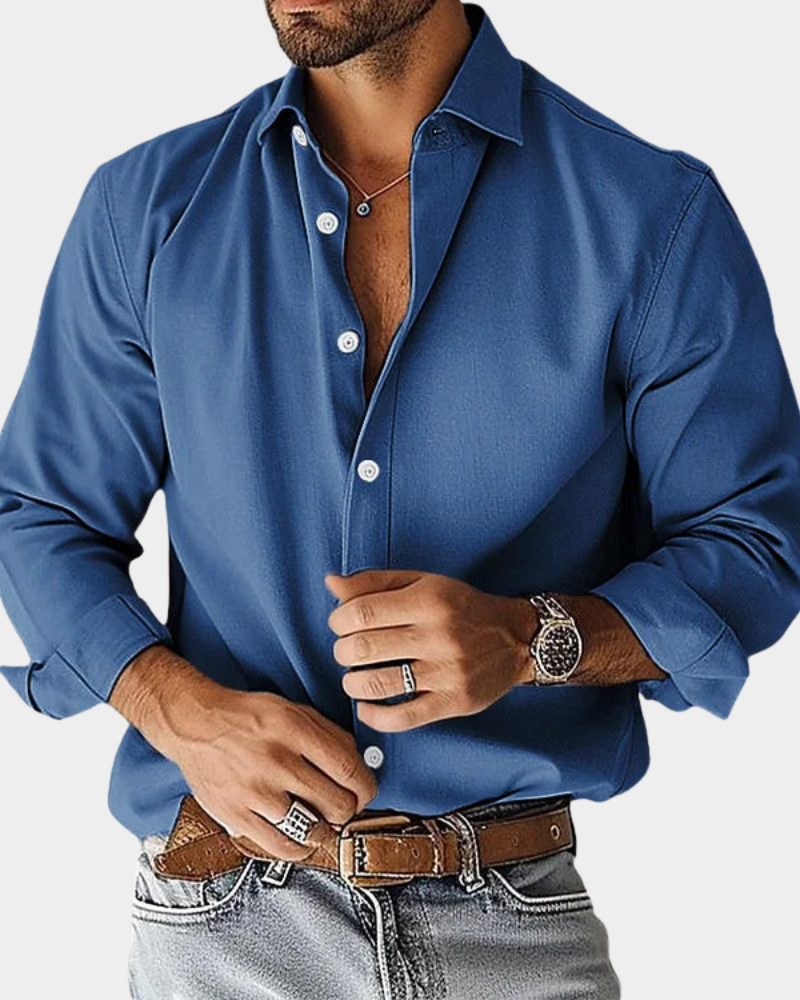 Herreskjorte med Lange Ærmer – Slim Fit – Casual Stil