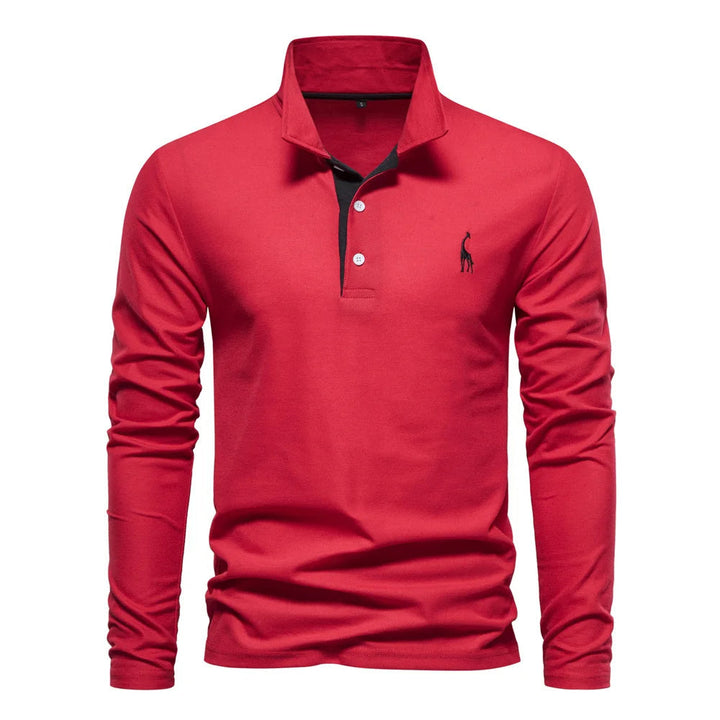Klassisk Langærmet Poloshirt med Kontrastkrave - til Herrer