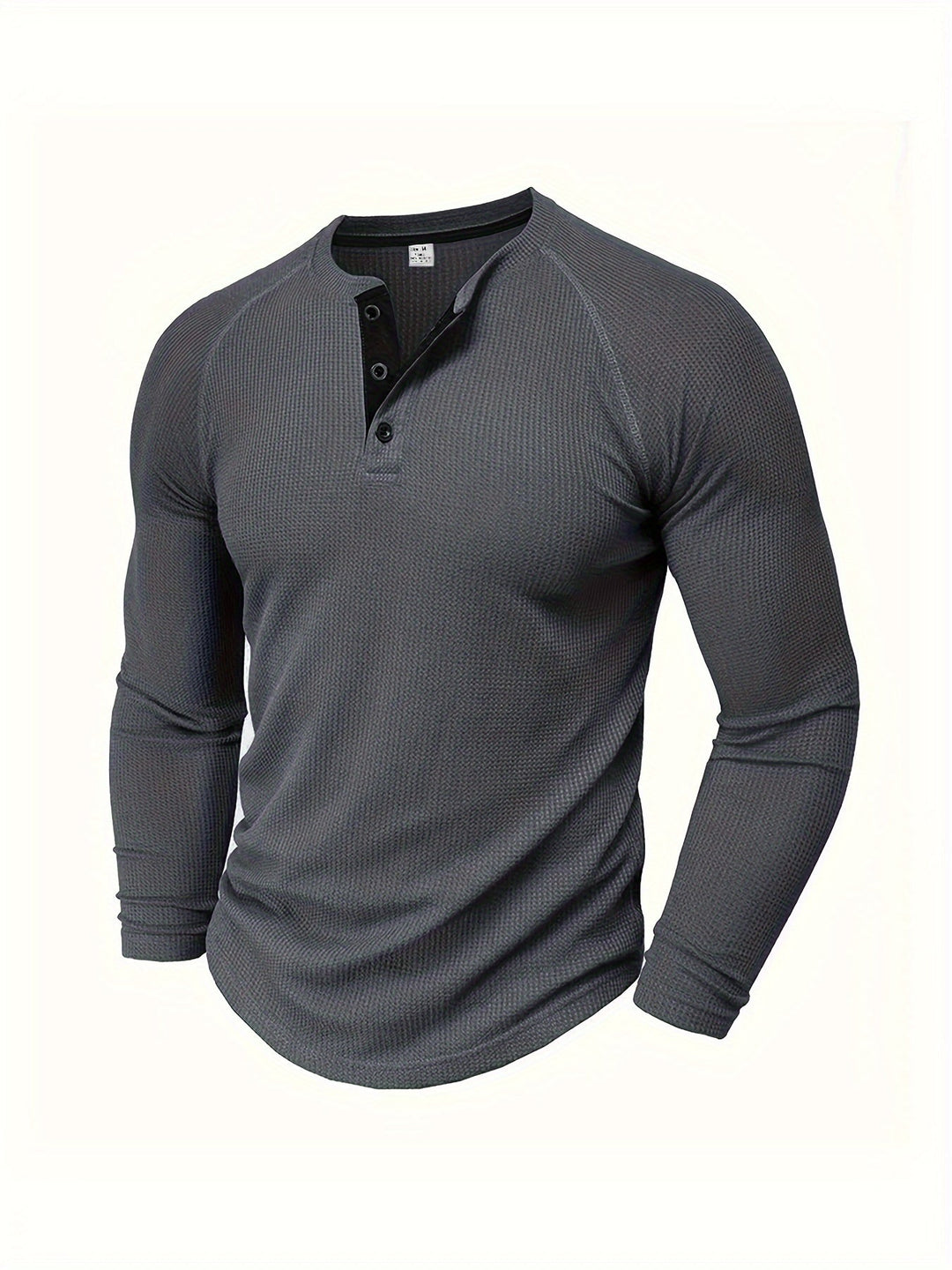 Mænd Tekstureret Henley Trøje med Knapstolpe