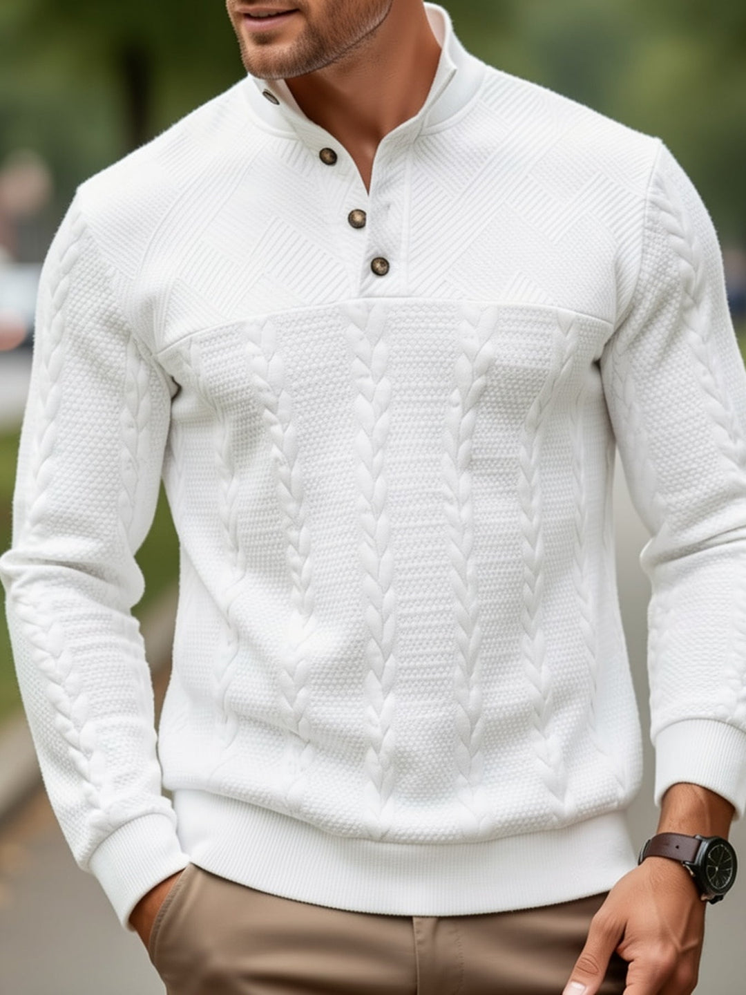 Mænd Casual Pullover med Opstående Krave