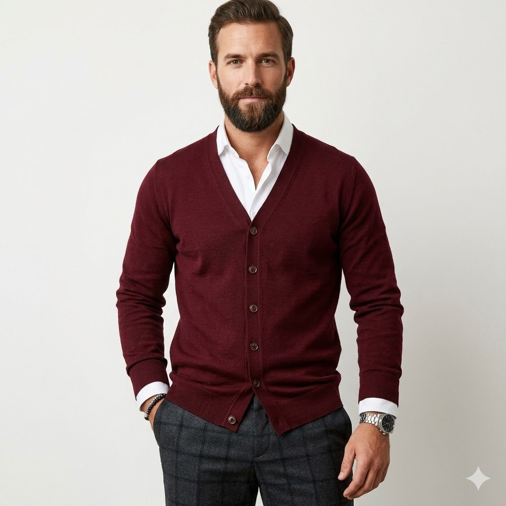 Luca Moretti - Elegant V-Hals Cardigan Til Herre