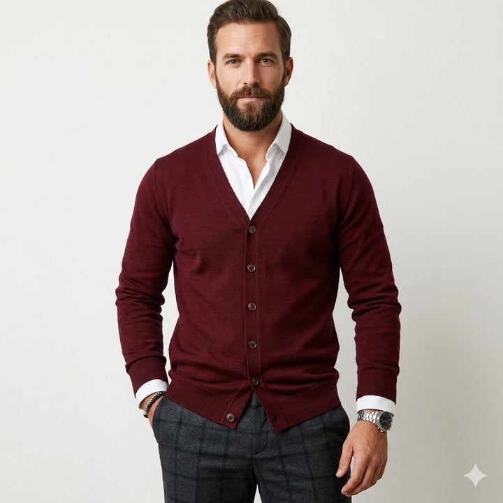 Luca Moretti - Elegant V-Hals Cardigan Til Herre