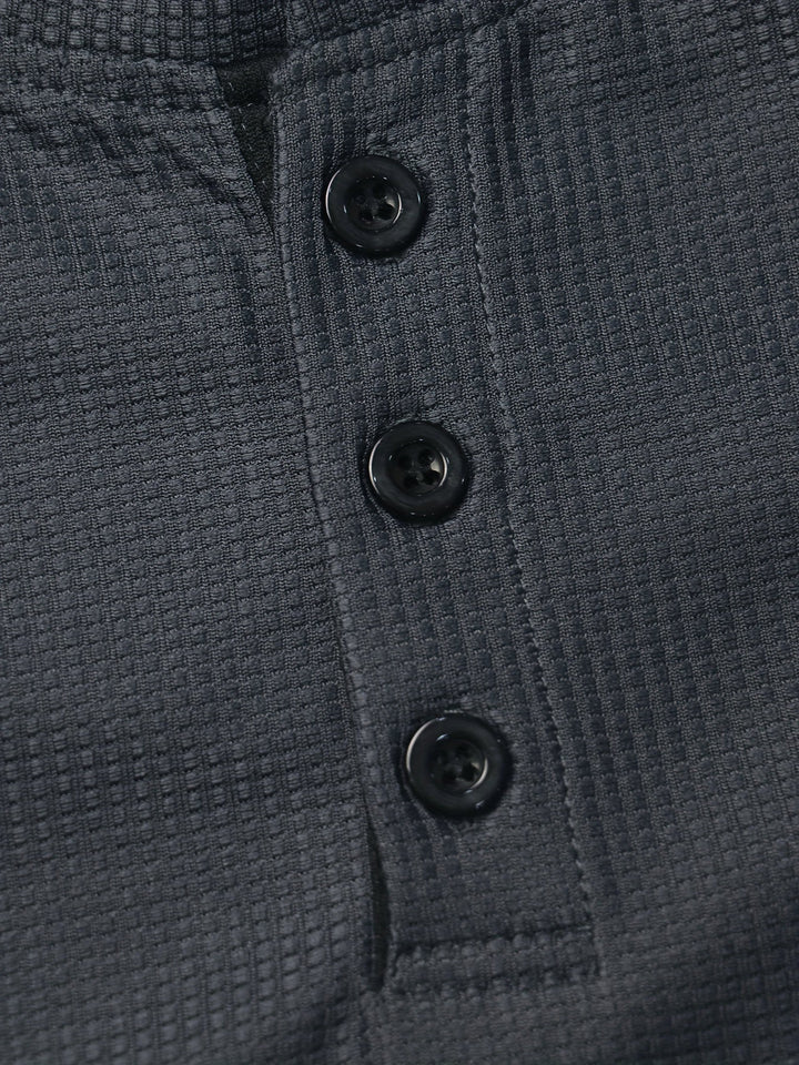Mænd Tekstureret Henley Trøje med Knapstolpe