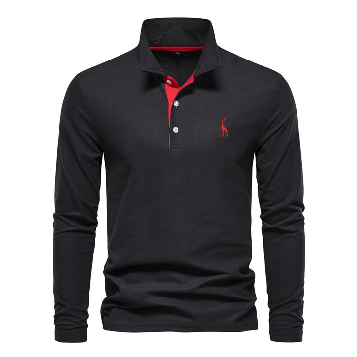 Klassisk Langærmet Poloshirt med Kontrastkrave - til Herrer