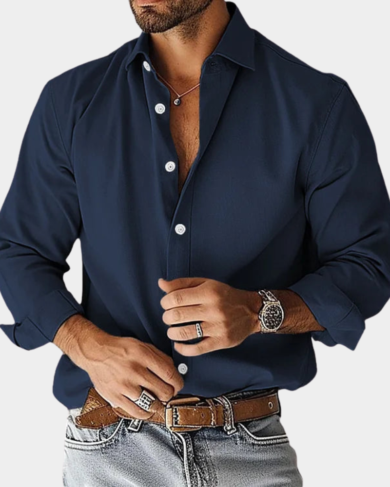 Herreskjorte med Lange Ærmer – Slim Fit – Casual Stil