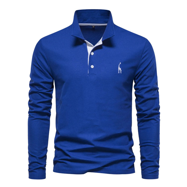 Klassisk Langærmet Poloshirt med Kontrastkrave - til Herrer