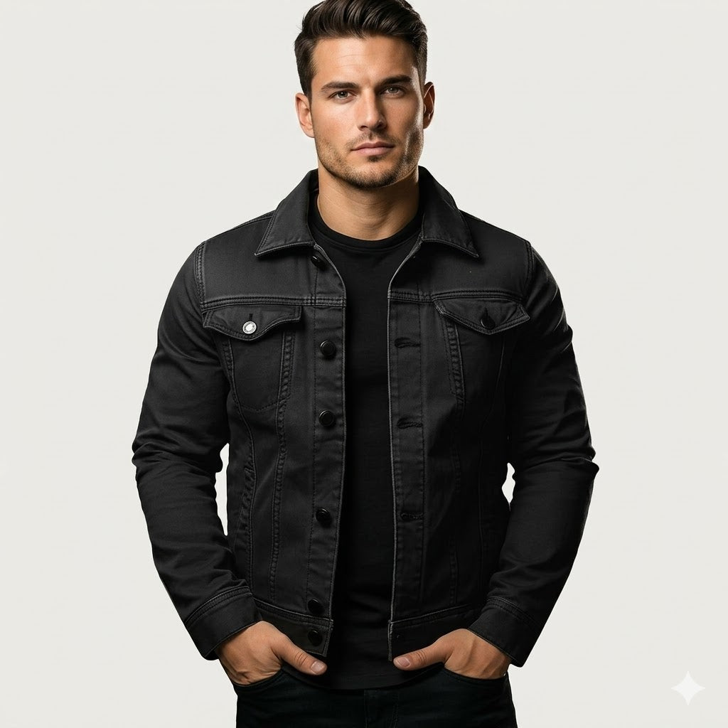 Lorenzo Marchetti | Black denim jakke til herre