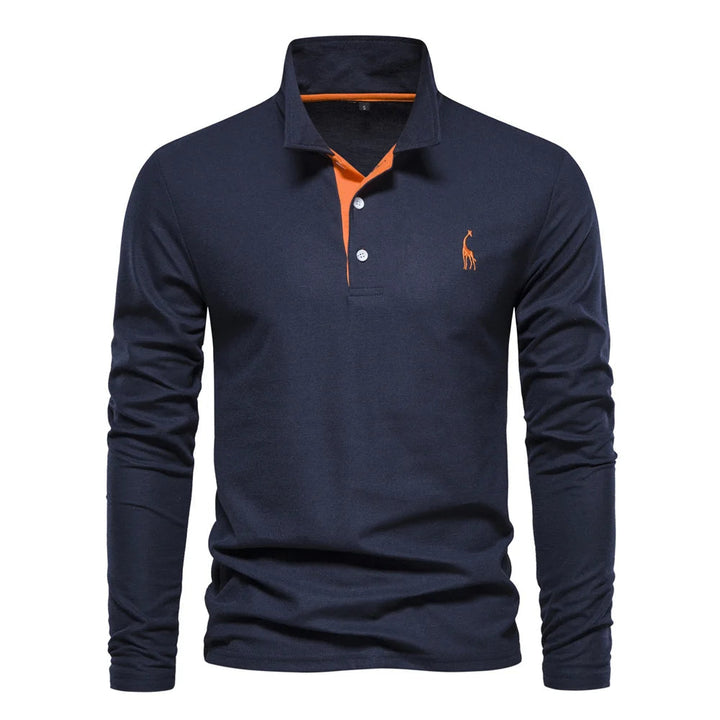 Klassisk Langærmet Poloshirt med Kontrastkrave - til Herrer