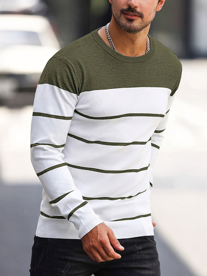 Mænd Casual Langærmet Pullover med Kontrastpanel
