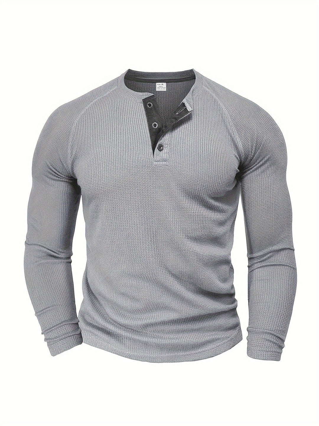 Mænd Tekstureret Henley Trøje med Knapstolpe