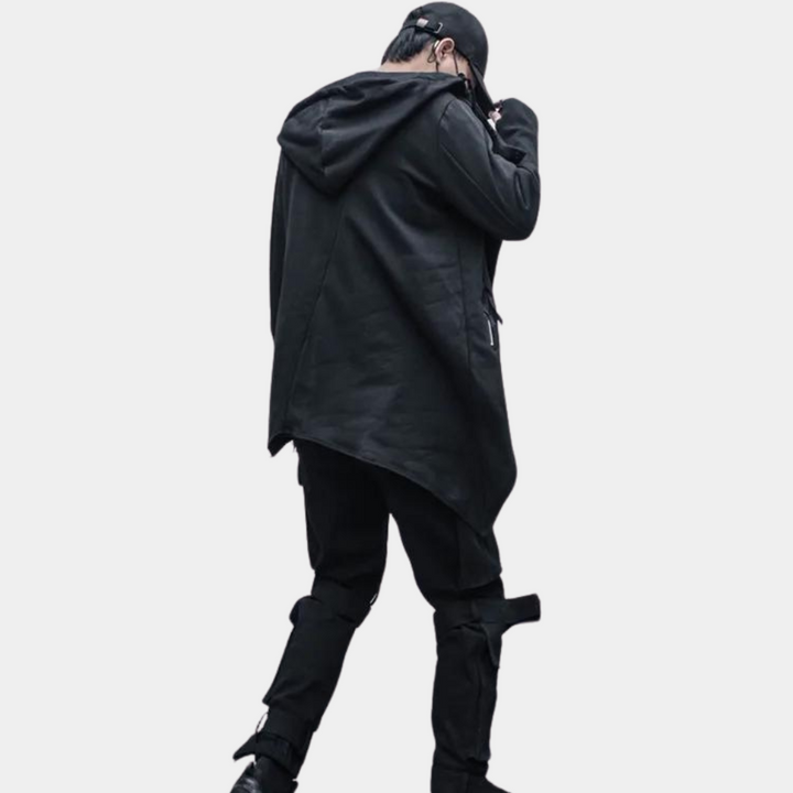 Balthasar - Stilfuld Mænds Lang Frakke Med Asymmetrisk Design