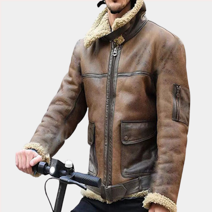Erno - Stilfuld Og Varm Læder Biker Jakke Til Mænd
