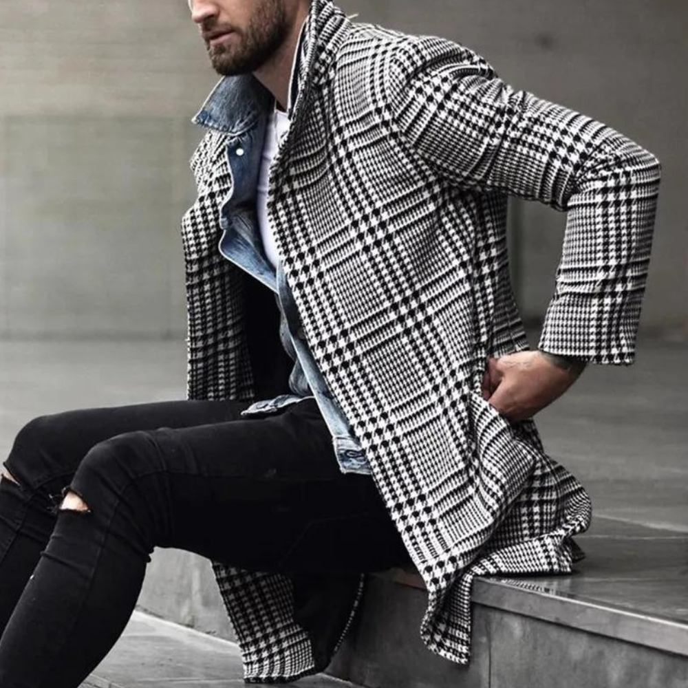 Stilfuld Checkered Mænds Frakke - Christopher