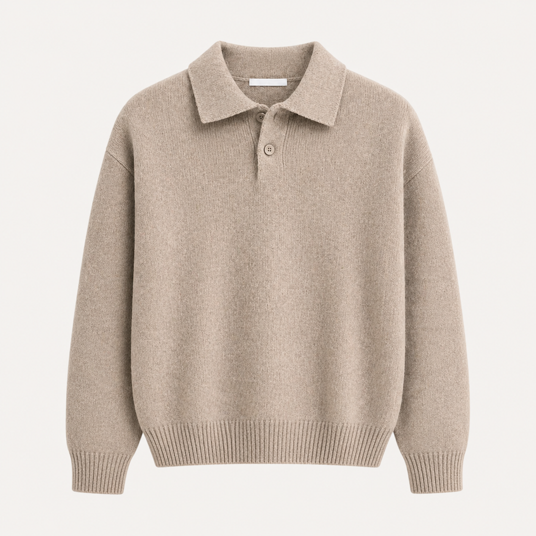 Enzo Laurent | afslappet Knit Polo striktrøje med Soft Minimal Elegance til herre