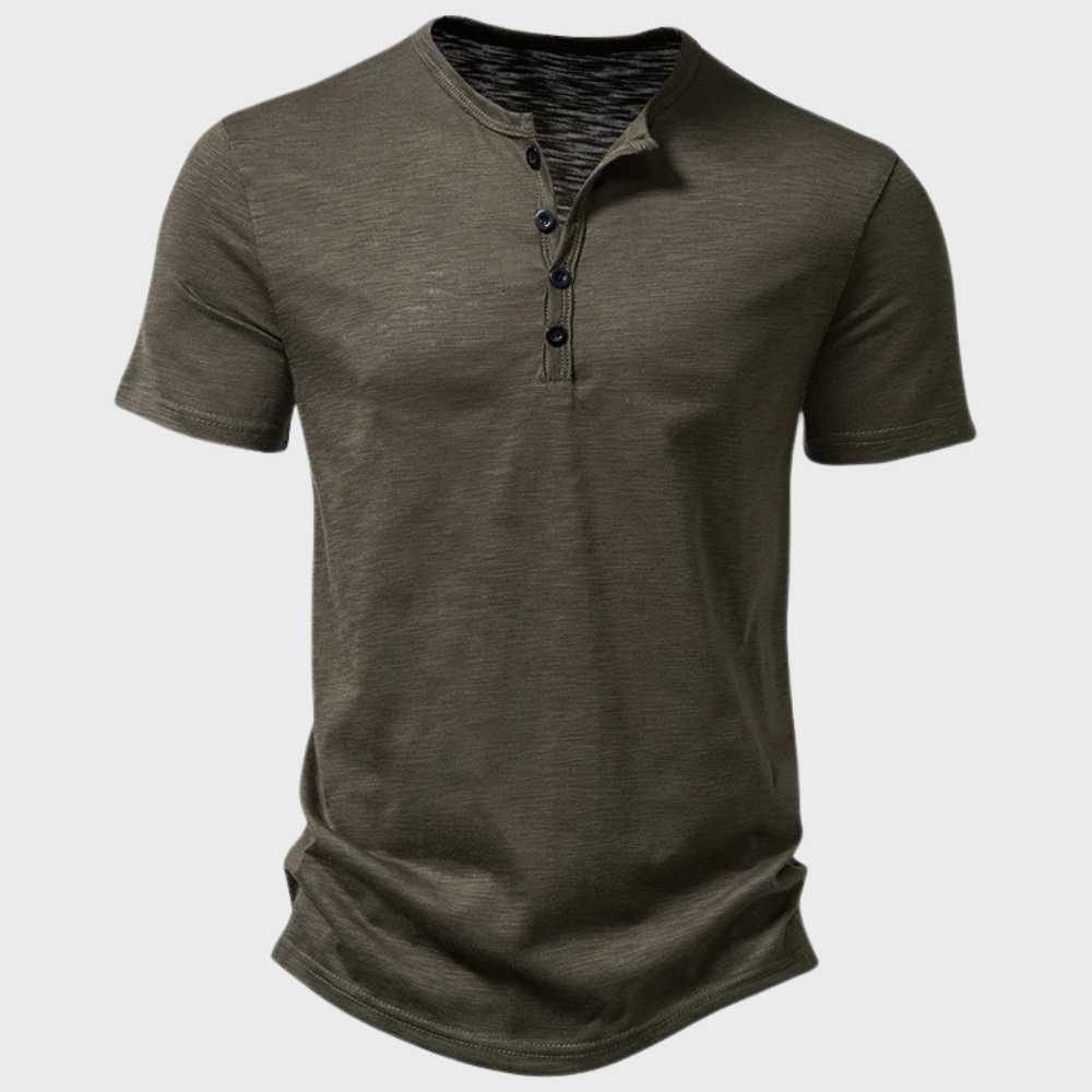 Gunnar Casual T-Shirt | Afslappet Henley Design med Knapper 0