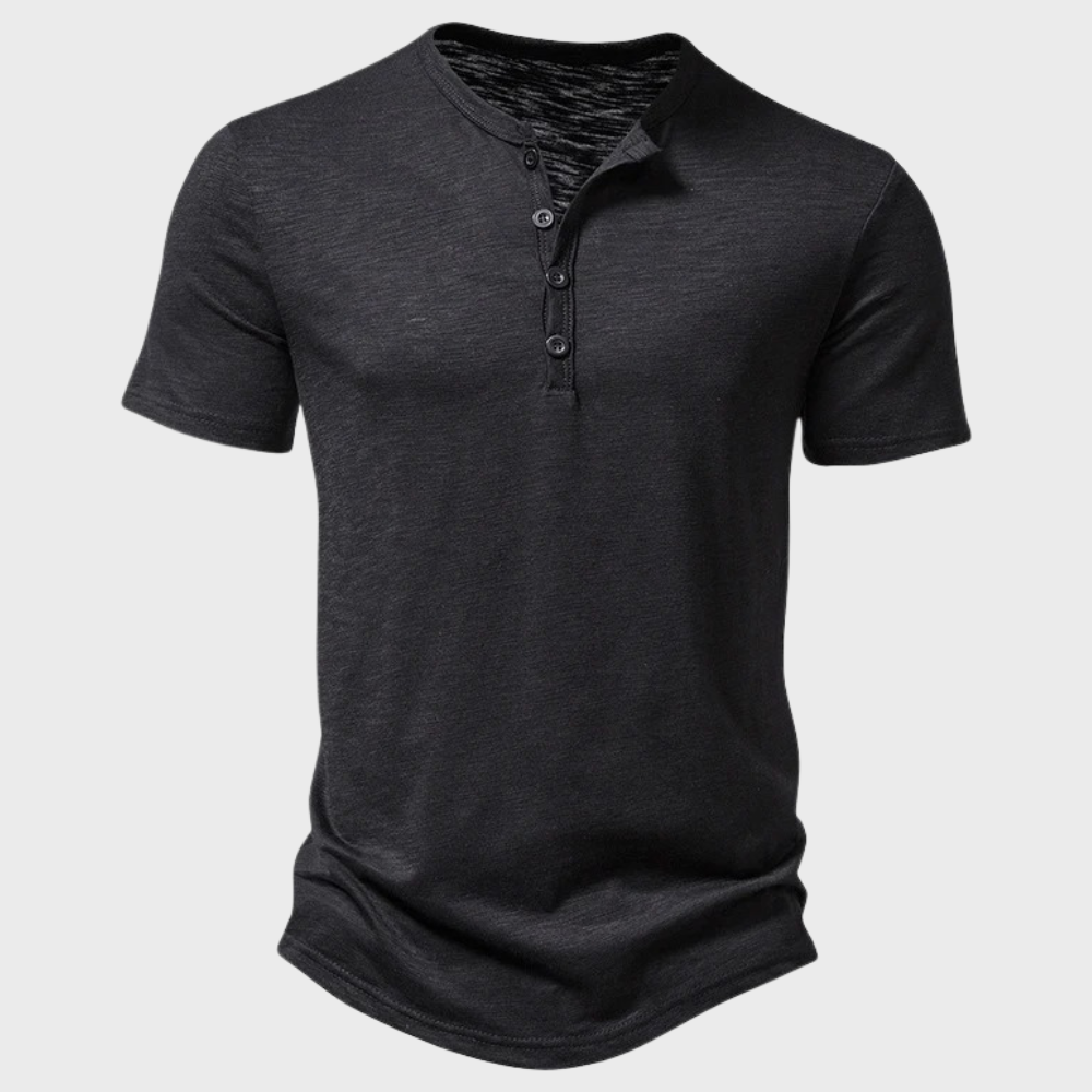 Gunnar Casual T-Shirt | Afslappet Henley Design med Knapper 1