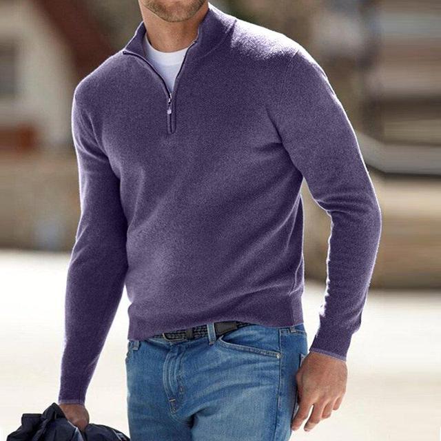 Luca Moretti - Premium Strikket Pullover Med Lynlås Til Herre